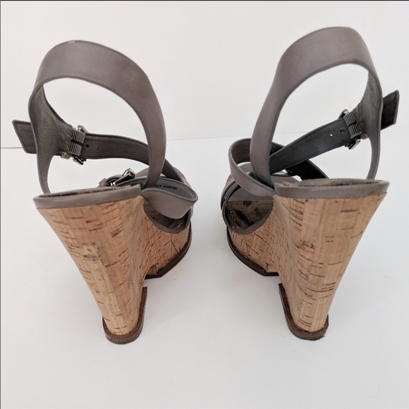 Sam Edelman "Josie" Gray Cork Wedge Sandals - Picture 6 of 8